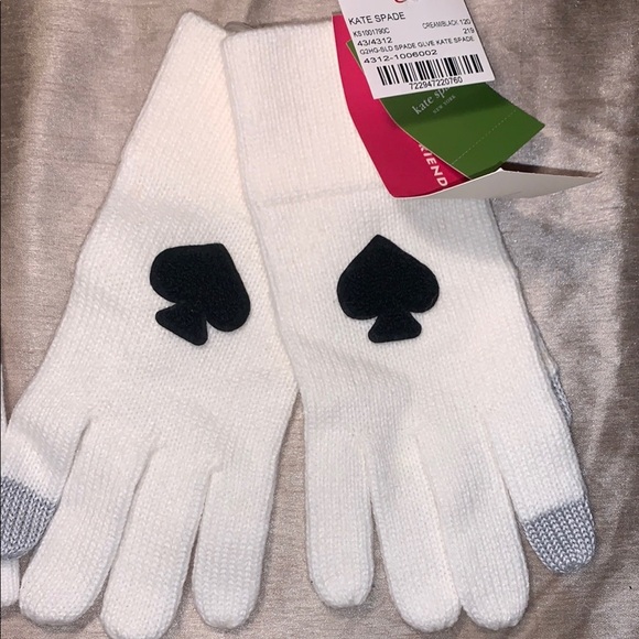 Kate Spade White and Black Kids Beanie and Gloves Set - Picture 4 of 16
